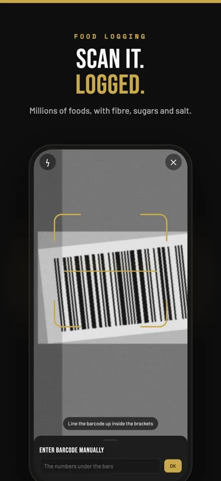 Scan a barcode to log food